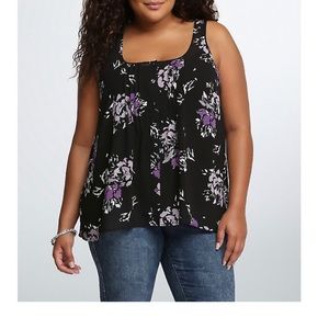 Torrid Pleated Floral Tank Top